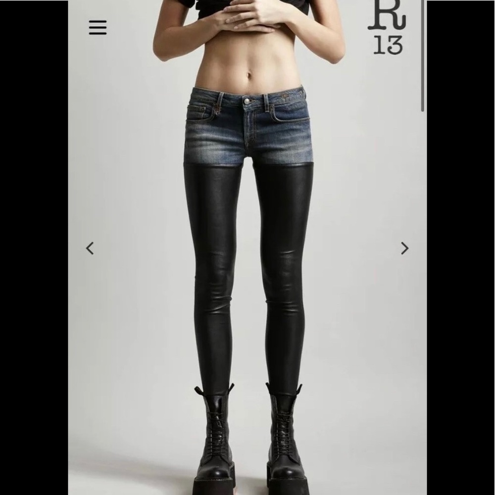 R13 chaps jeans leather. Size 24. $850 jeans